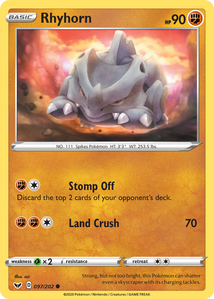 Rhyhorn (097/202) [Sword & Shield: Base Set] | L.A. Mood Comics and Games