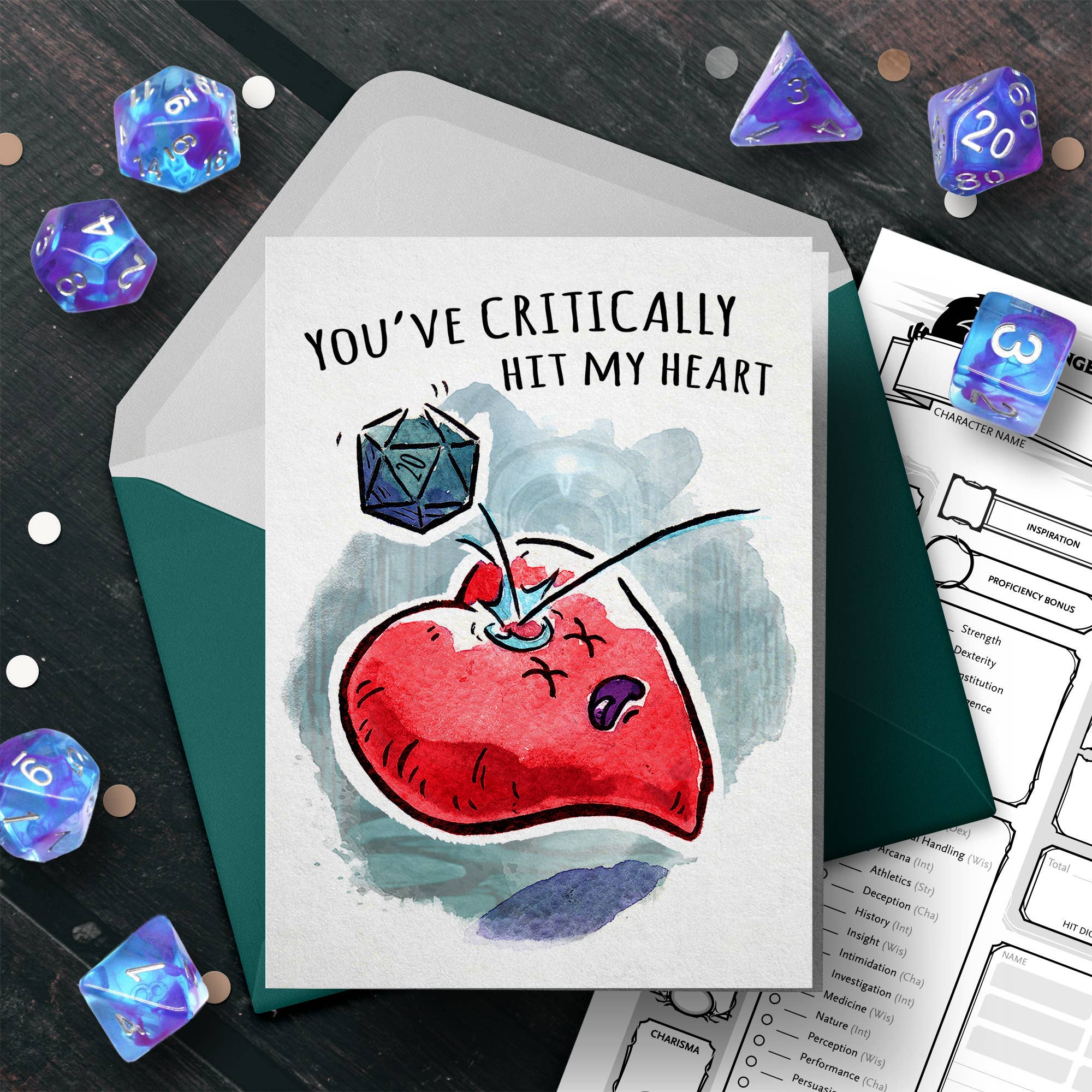 "Critical Hit" - D&D Nerd Valentines, Love, Anniversary Card | L.A. Mood Comics and Games