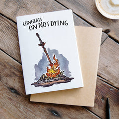 "Congrats on Not Dying" - Black Soul Birthday Card for Gamer | L.A. Mood Comics and Games