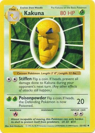Kakuna (33/102) [Base Set Shadowless Unlimited] | L.A. Mood Comics and Games