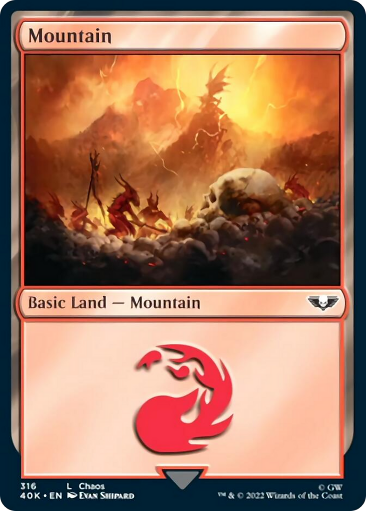 Mountain (316) (Surge Foil) [Warhammer 40,000] | L.A. Mood Comics and Games