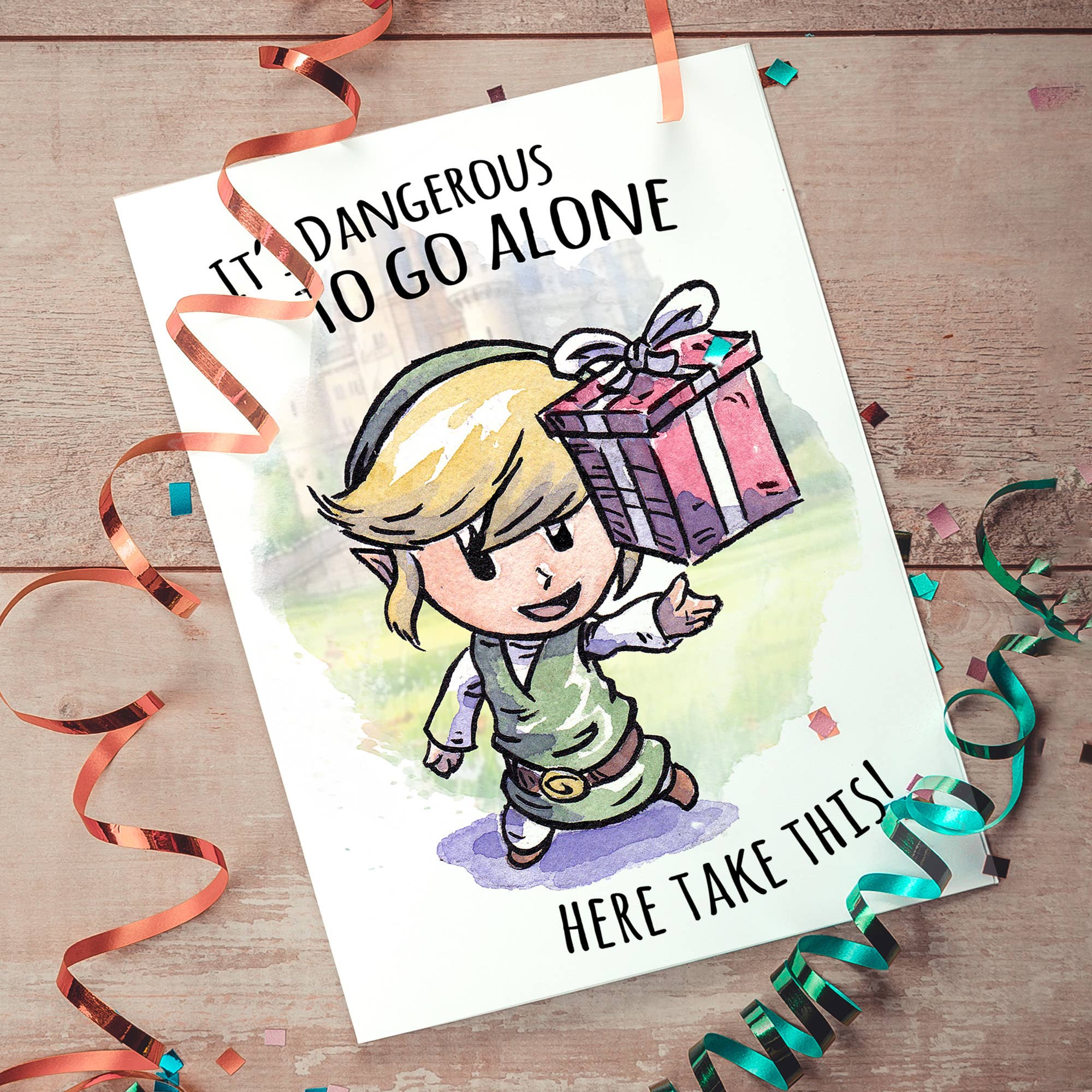 "Here Take This" - Fantasy Adventure Elf Gamer Birthday Card | L.A. Mood Comics and Games