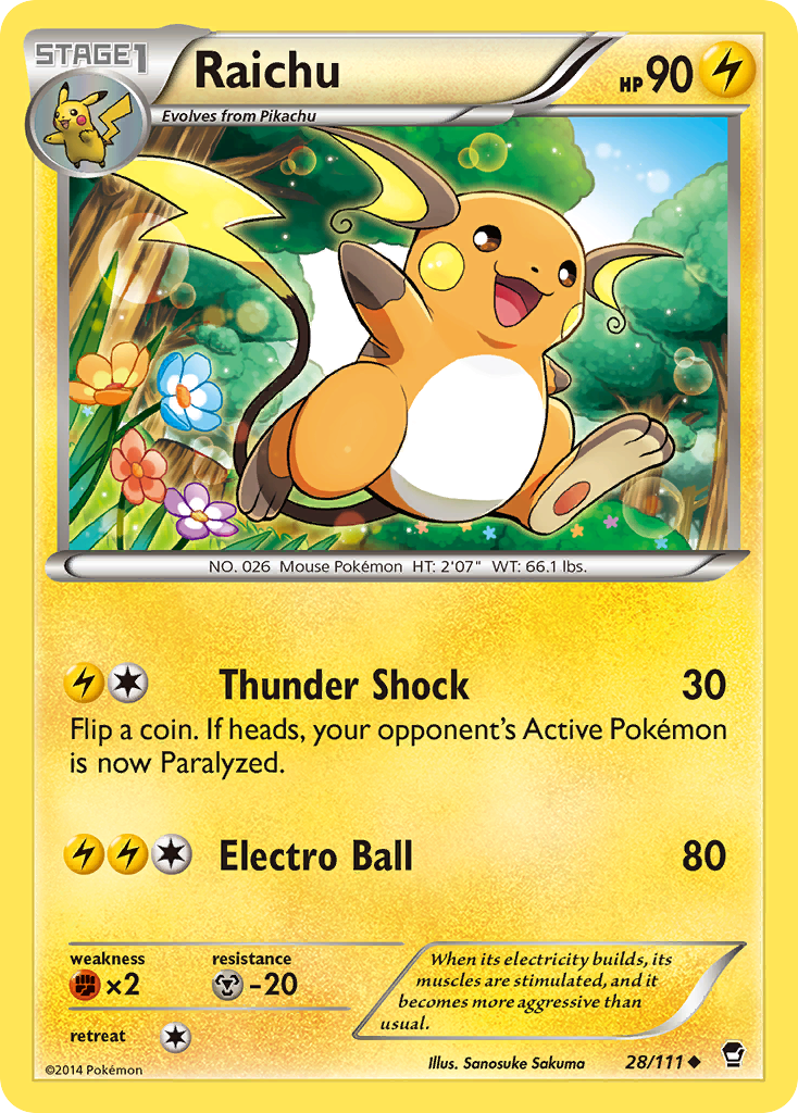 Raichu (28/111) [XY: Furious Fists] | L.A. Mood Comics and Games