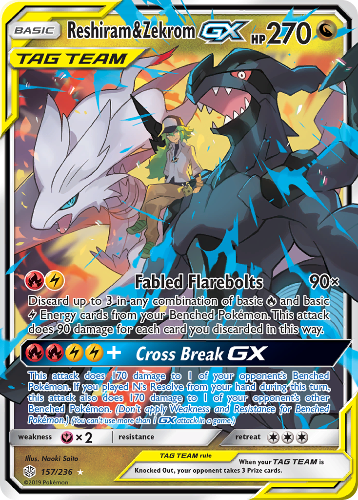 Reshiram & Zekrom GX (157/236) [Sun & Moon: Cosmic Eclipse] | L.A. Mood Comics and Games