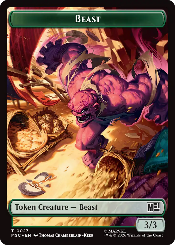 Rhino (029) // Beast (027) Double-Sided Token (Surge Foil) [Marvel Super Heroes Commander Tokens] | L.A. Mood Comics and Games
