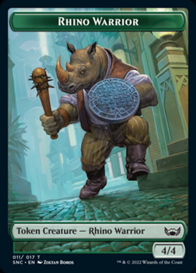 Fish // Rhino Warrior Double-Sided Token [Streets of New Capenna Tokens] | L.A. Mood Comics and Games
