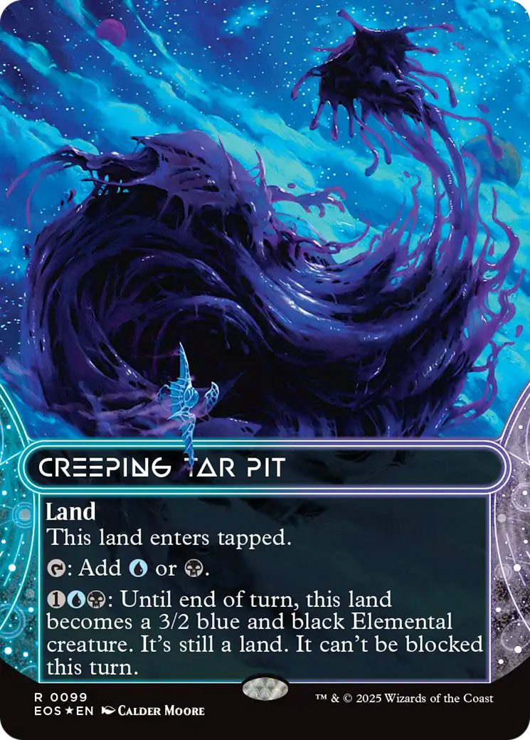 Creeping Tar Pit (0099) (Borderless) (Galaxy Foil) [Edge of Eternities: Stellar Sights] | L.A. Mood Comics and Games