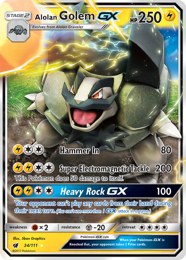 Alolan Golem GX (34/111) [Sun & Moon: Crimson Invasion] | L.A. Mood Comics and Games