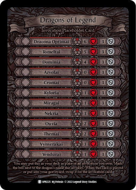 Dragons of Legend Invocation Placeholder Card [UPR225] (Uprising) | L.A. Mood Comics and Games