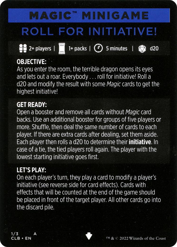 Roll for Initiative! (Magic Minigame) [Commander Legends: Battle for Baldur's Gate Minigame] | L.A. Mood Comics and Games