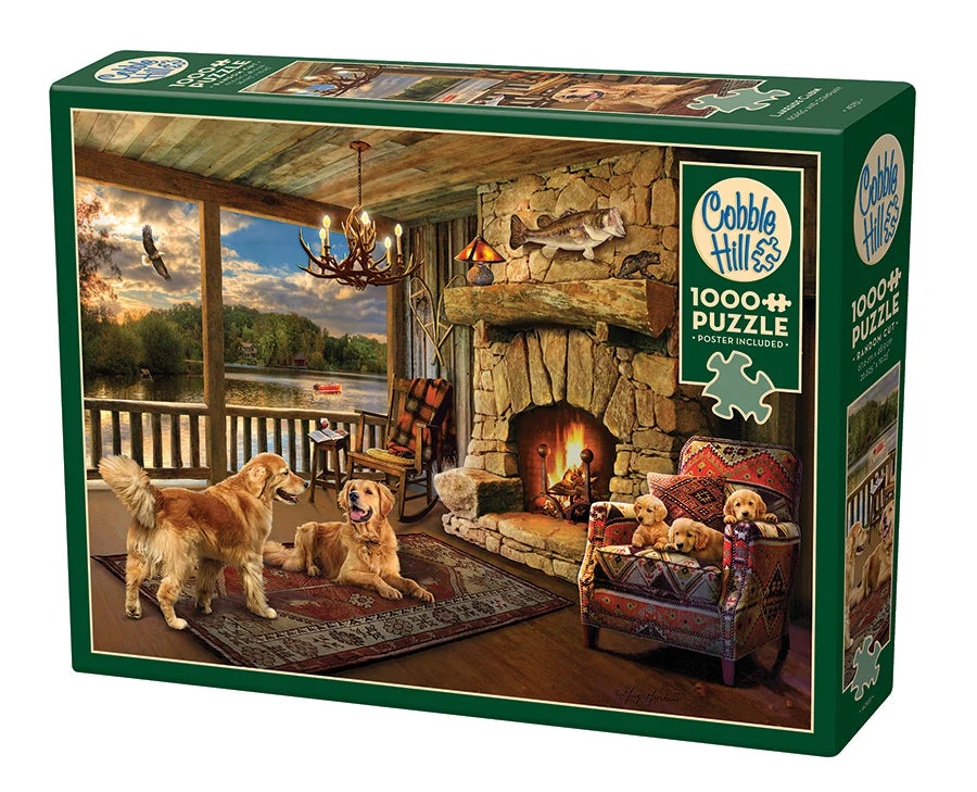 Puzzle 1000pc Lakeside Cabin | L.A. Mood Comics and Games