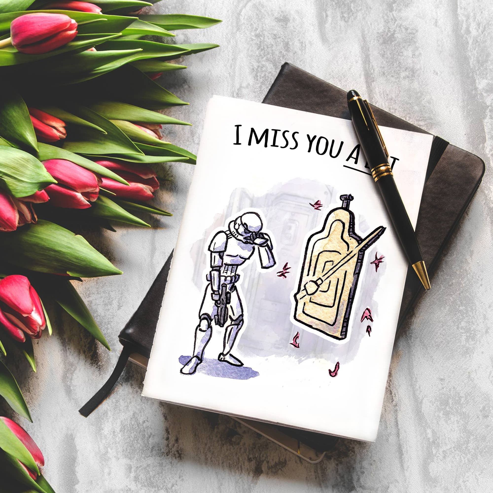 "Miss you a Lot" - Sci-Fi Nerd Couples Valentine Card | L.A. Mood Comics and Games