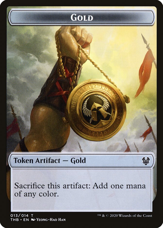 Human Soldier // Gold Double-Sided Token [Theros Beyond Death Tokens] | L.A. Mood Comics and Games
