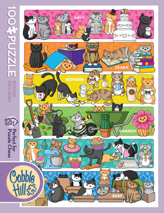 Puzzle 100 Piece - Doodlecat Days | L.A. Mood Comics and Games