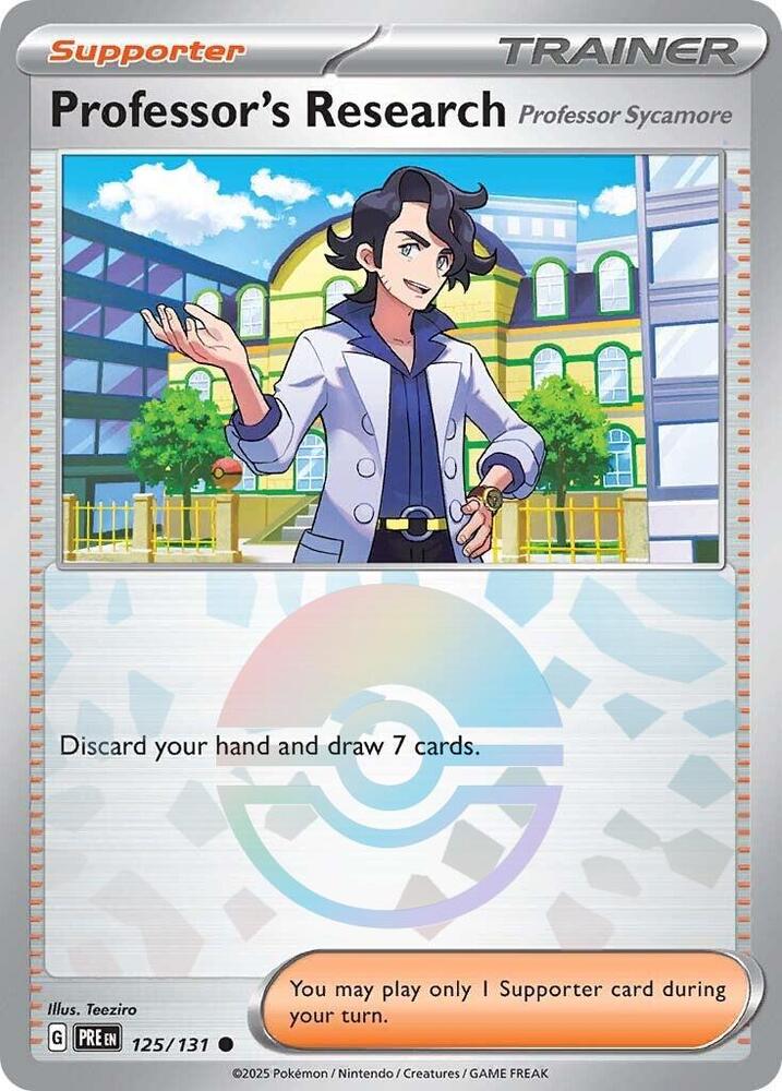 Professor's Research (125/131) [Professor Sycamore] (Poke Ball Pattern) [Scarlet & Violet: Prismatic Evolutions] | L.A. Mood Comics and Games