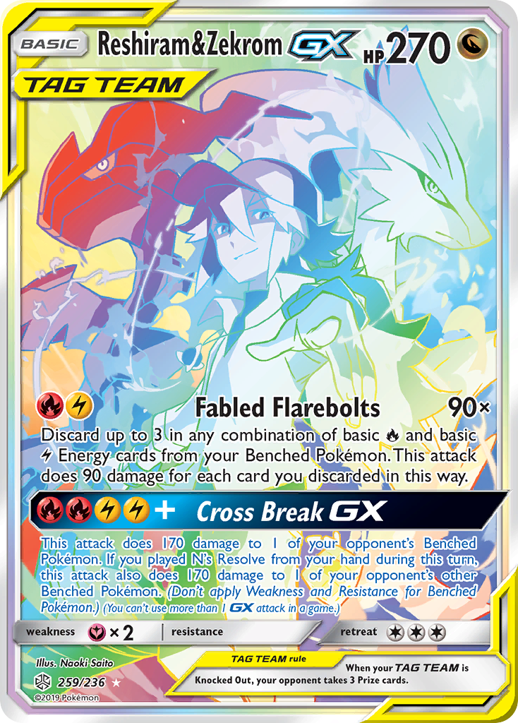 Reshiram & Zekrom GX (259/236) [Sun & Moon: Cosmic Eclipse] | L.A. Mood Comics and Games