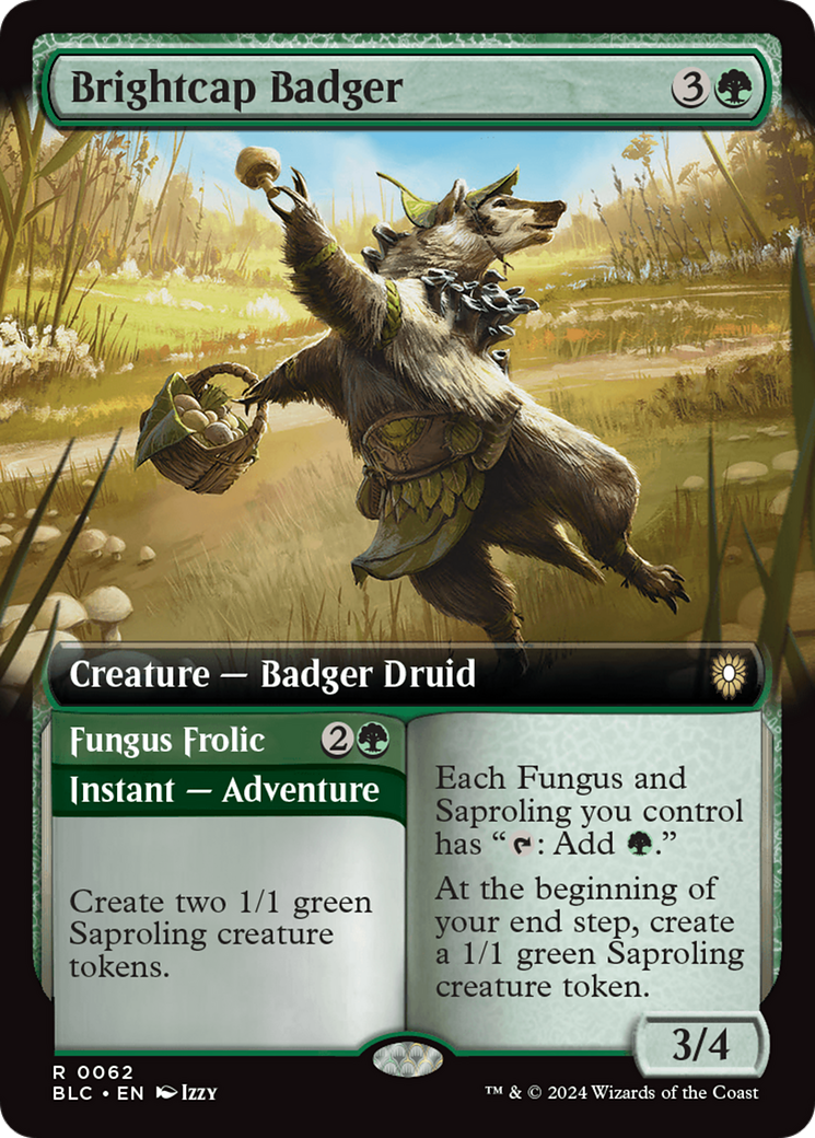 Brightcap Badger // Fungus Frolic (Extended Art) [Bloomburrow Commander] | L.A. Mood Comics and Games