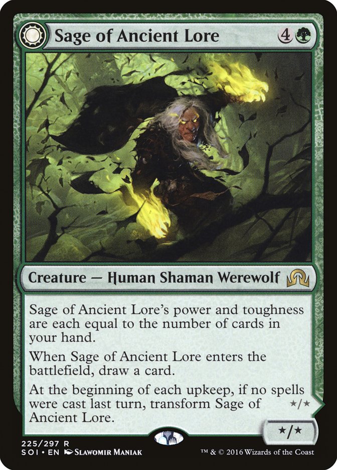 Sage of Ancient Lore // Werewolf of Ancient Hunger [Shadows over Innistrad] | L.A. Mood Comics and Games