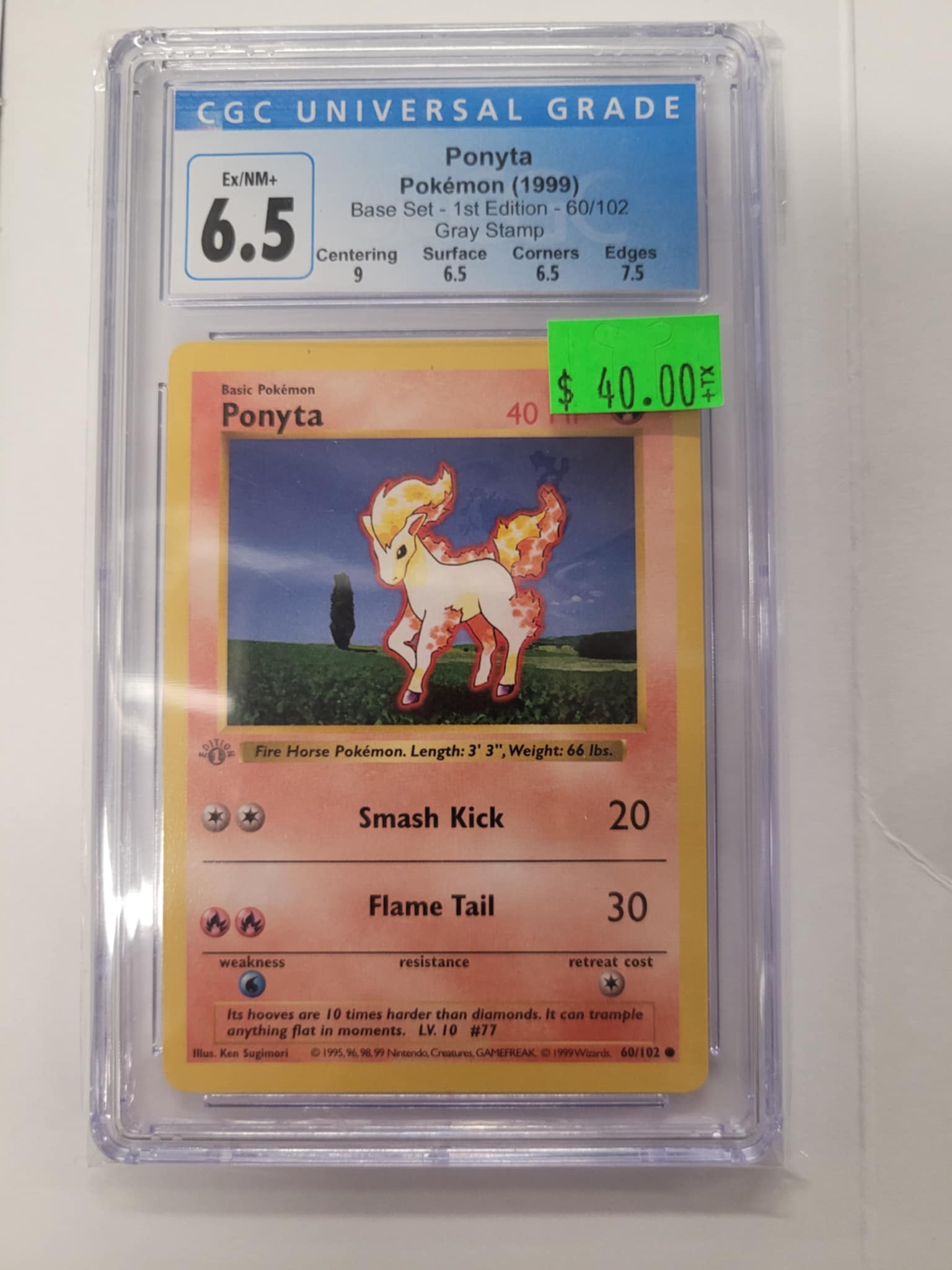 Ponyta Pokemon Base Set Gray Stamp CGC 6.5 | L.A. Mood Comics and Games