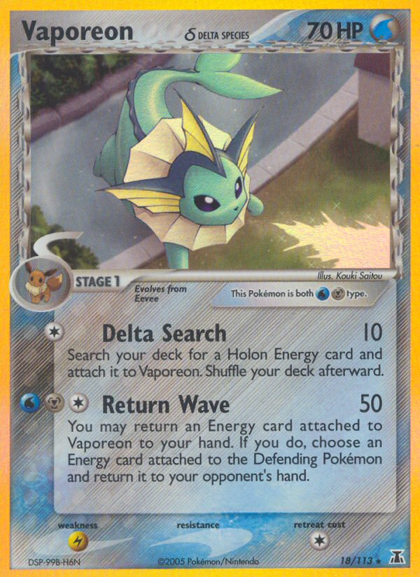 Vaporeon (18/113) (Delta Species) [EX: Delta Species] | L.A. Mood Comics and Games