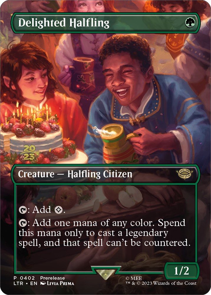 Delighted Halfling (402) [The Lord of the Rings: Tales of Middle-Earth Prerelease Promos] | L.A. Mood Comics and Games