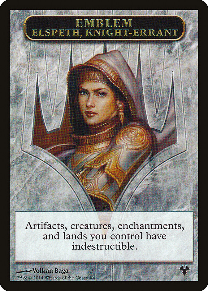 Emblem - Elspeth, Knight-Errant // Soldier Double-Sided Token [Modern Event Deck 2014 Tokens] | L.A. Mood Comics and Games