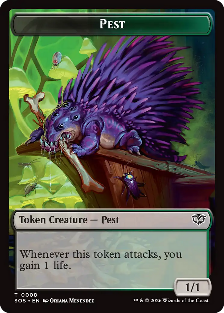 Fractal (0004) // Pest (0008) Double-Sided Token [Secrets of Strixhaven Tokens] | L.A. Mood Comics and Games