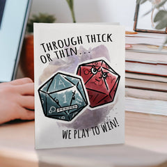 "We Play to Win" Cute DnD Couples or Friends Nerd Card | L.A. Mood Comics and Games