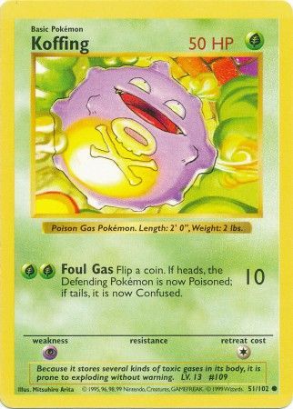Koffing (51/102) [Base Set Shadowless Unlimited] | L.A. Mood Comics and Games