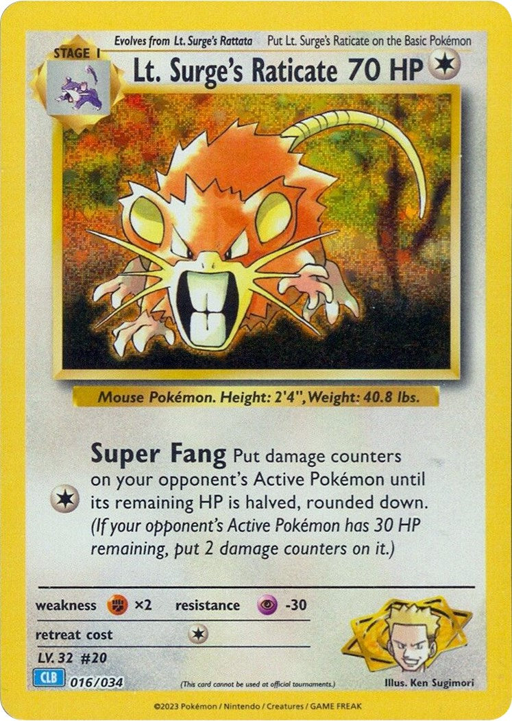Lt. Surge's Raticate [Trading Card Game Classic] | L.A. Mood Comics and Games