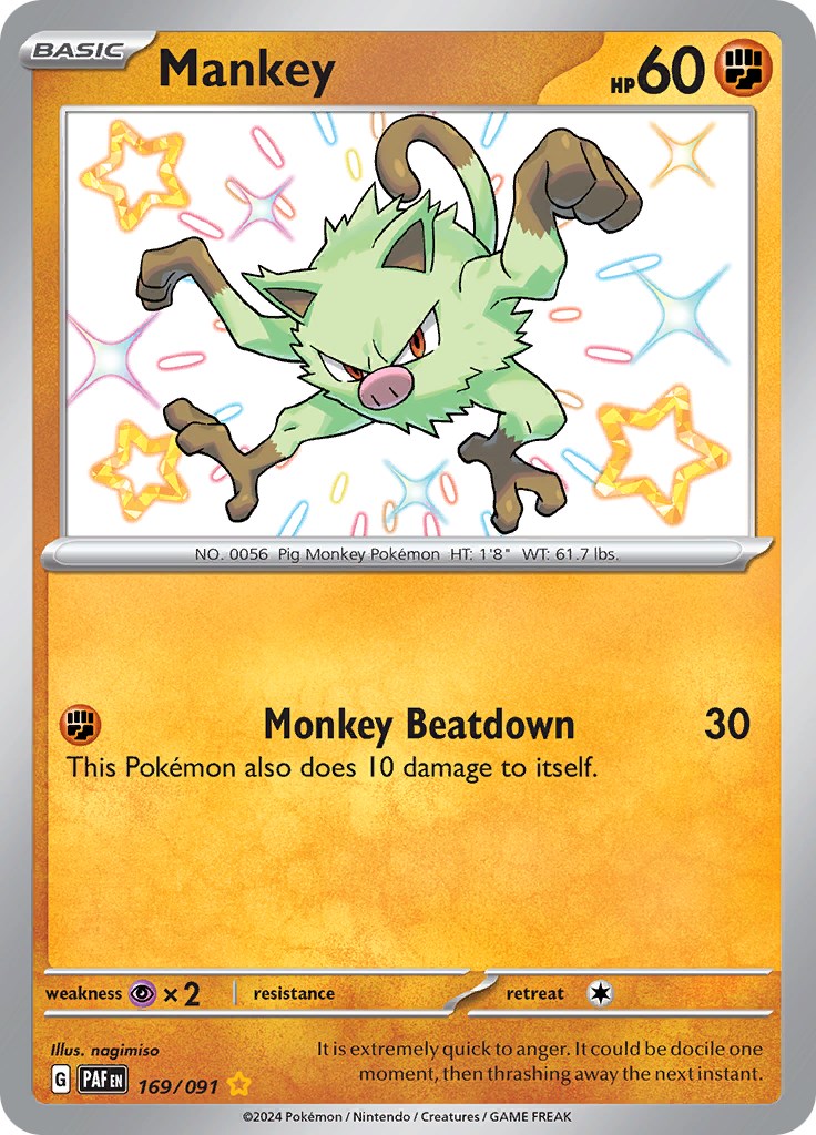 Mankey (169/091) [Scarlet & Violet: Paldean Fates] | L.A. Mood Comics and Games