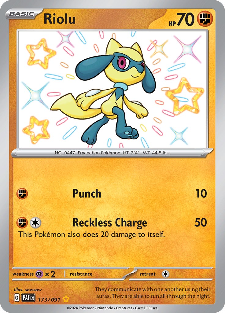 Riolu (173/091) [Scarlet & Violet: Paldean Fates] | L.A. Mood Comics and Games