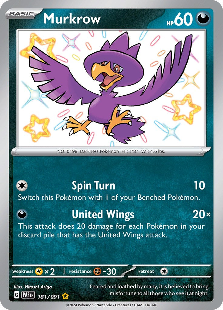 Murkrow (181/091) [Scarlet & Violet: Paldean Fates] | L.A. Mood Comics and Games