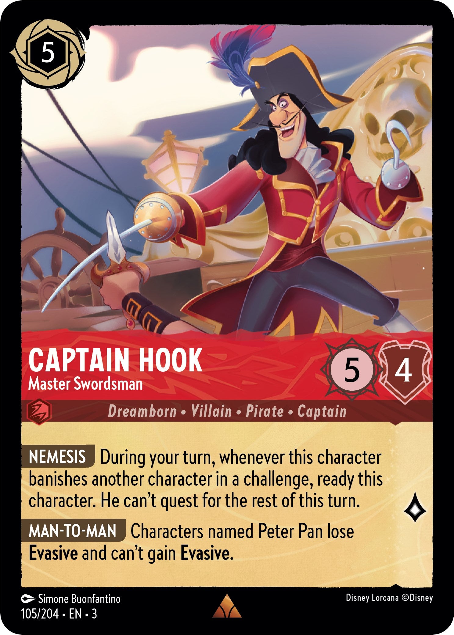 Captain Hook - Master Swordsman (105/204) [Into the Inklands] | L.A. Mood Comics and Games