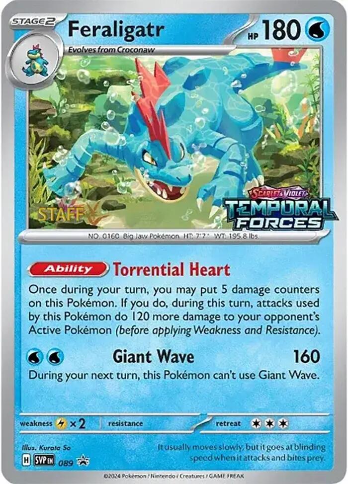 Feraligatr (089) (Staff Prerelease Promo) [Scarlet & Violet: Black Star Promos] | L.A. Mood Comics and Games