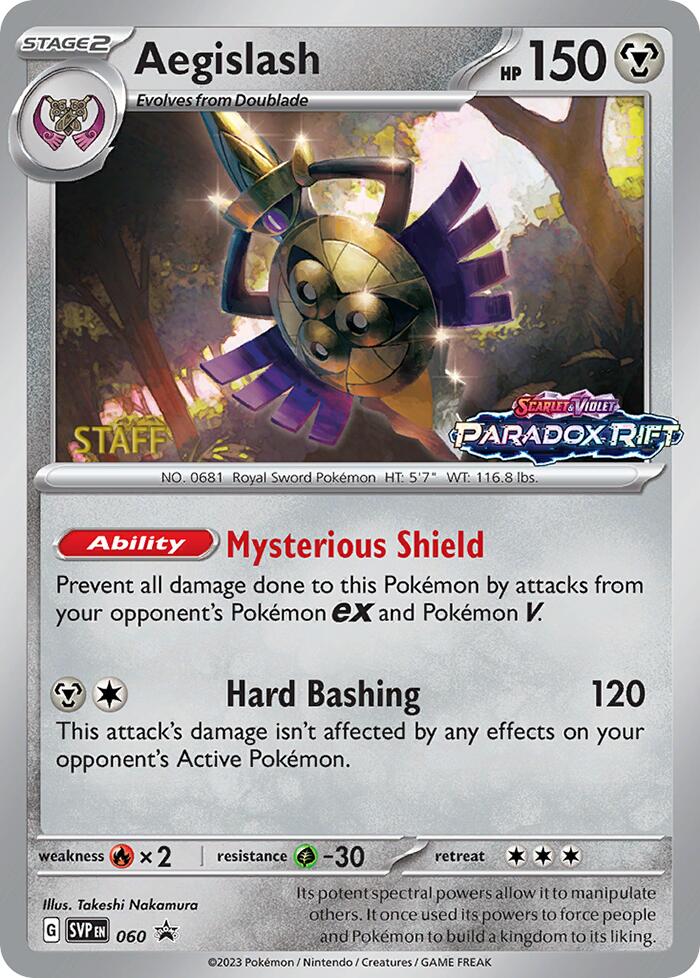 Aegislash (060) (Staff Prerelease Promo) [Scarlet & Violet: Black Star Promos] | L.A. Mood Comics and Games