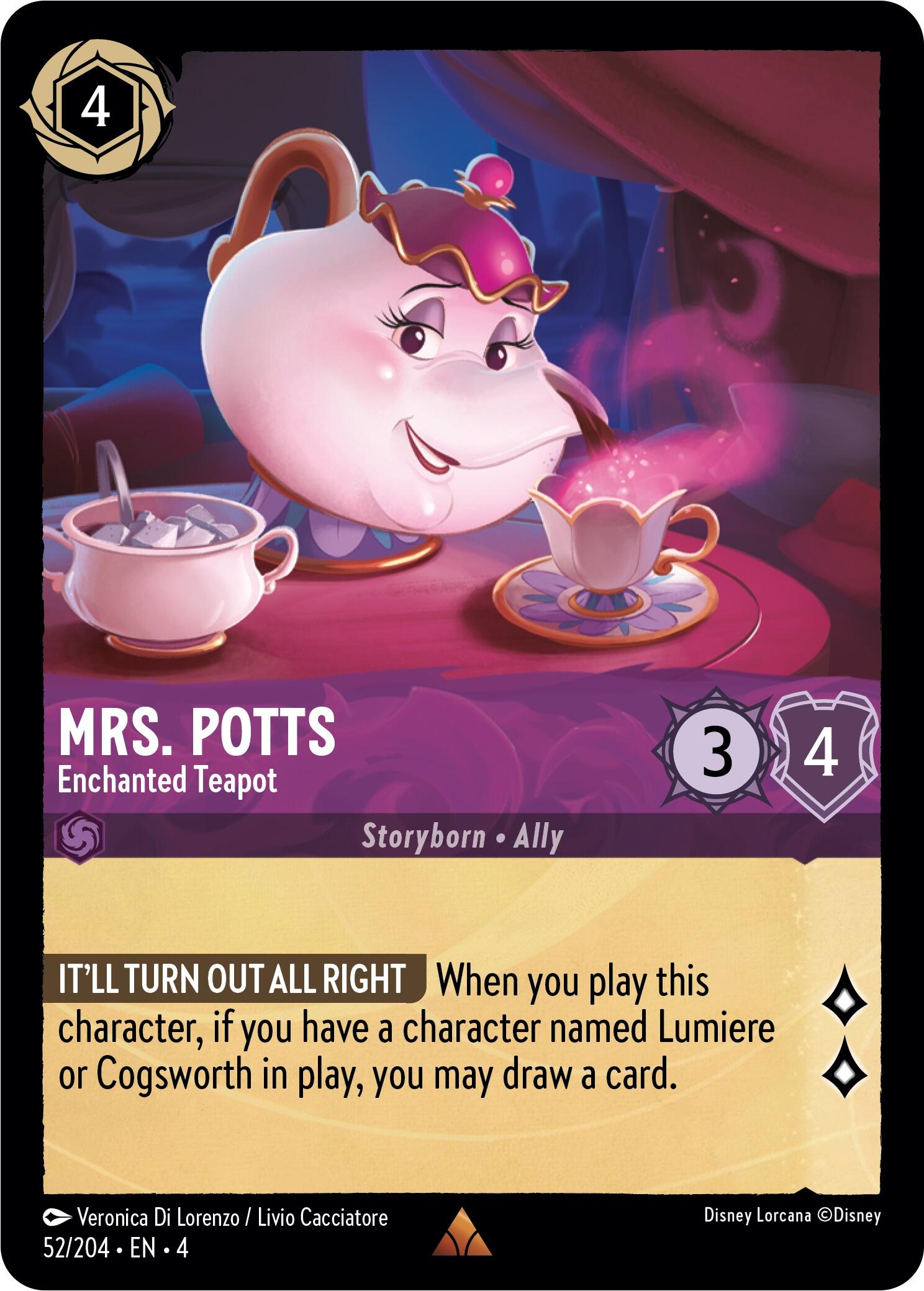 Mrs. Potts - Enchanted Teapot (52/204) [Ursula's Return] | L.A. Mood Comics and Games