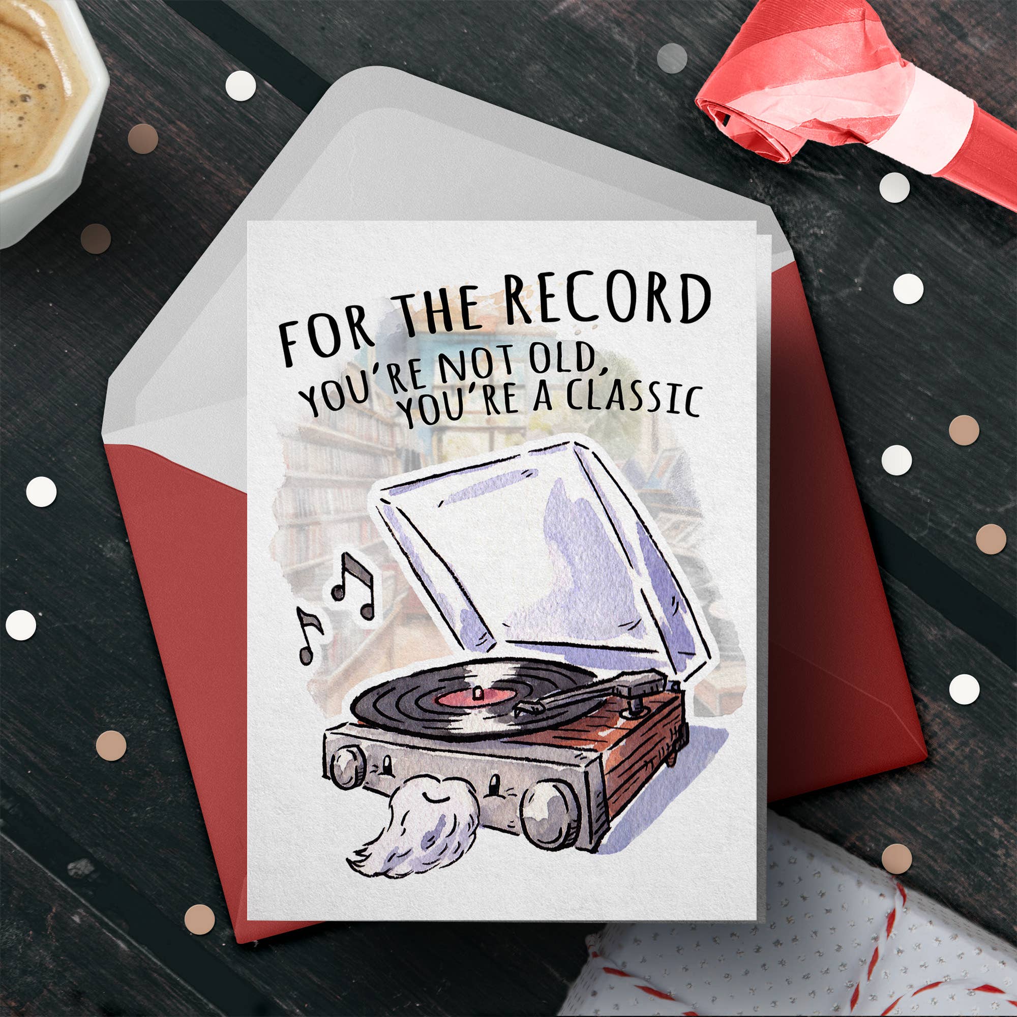 "For the Record" - Music Lover Dad Joke Pun Fathers Day Card | L.A. Mood Comics and Games