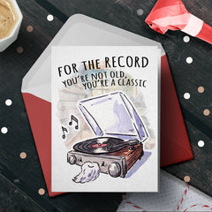 "For the Record" - Music Lover Dad Joke Pun Fathers Day Card | L.A. Mood Comics and Games