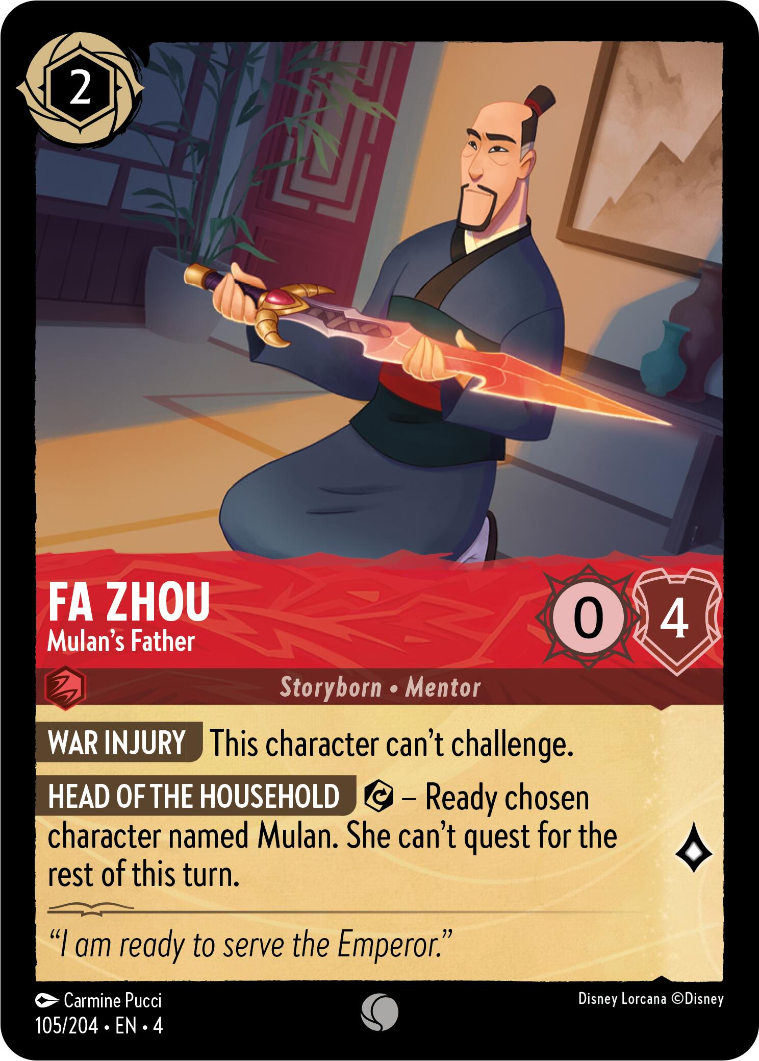 Fa Zhou - Mulan's Father (105/204) [Ursula's Return] | L.A. Mood Comics and Games