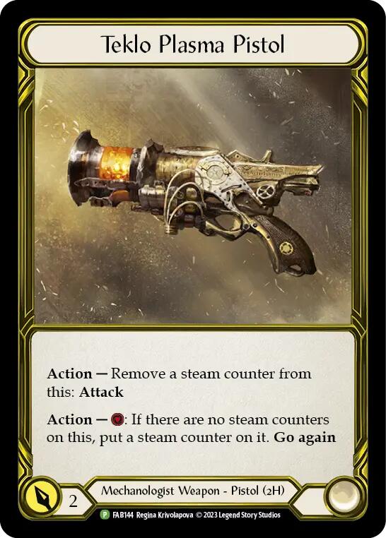 Teklo Plasma Pistol (Golden) [FAB144] (Promo)  Cold Foil | L.A. Mood Comics and Games