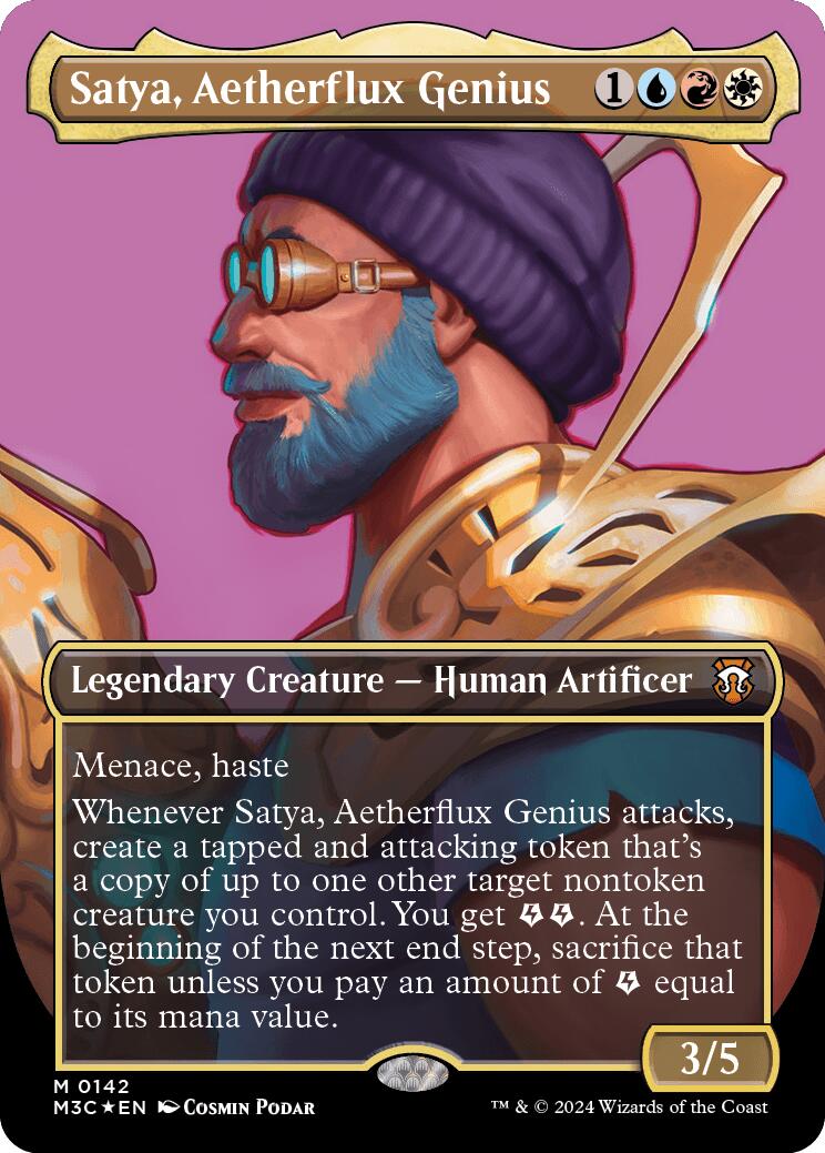 Satya, Aetherflux Genius (Borderless) (Ripple Foil) [Modern Horizons 3 Commander] | L.A. Mood Comics and Games