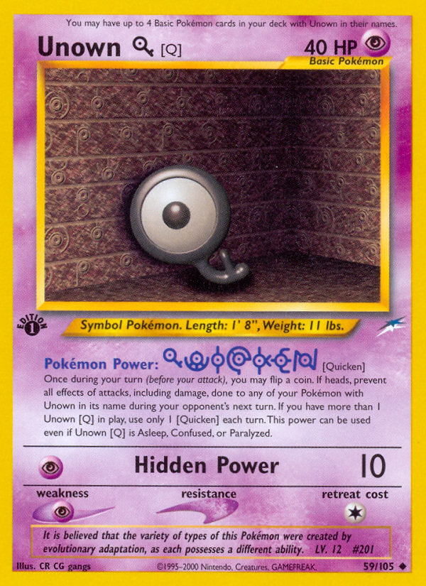 Unown [Q] (59/105) [Neo Destiny 1st Edition] | L.A. Mood Comics and Games