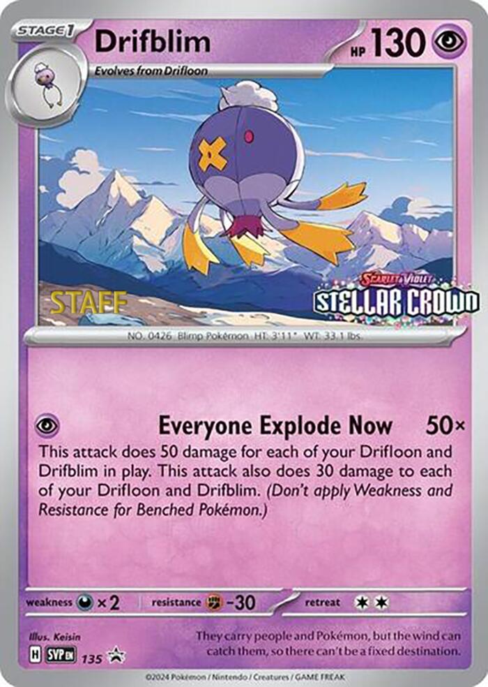 Drifblim (135) (Staff Promo) [Scarlet & Violet: Black Star Promos] | L.A. Mood Comics and Games