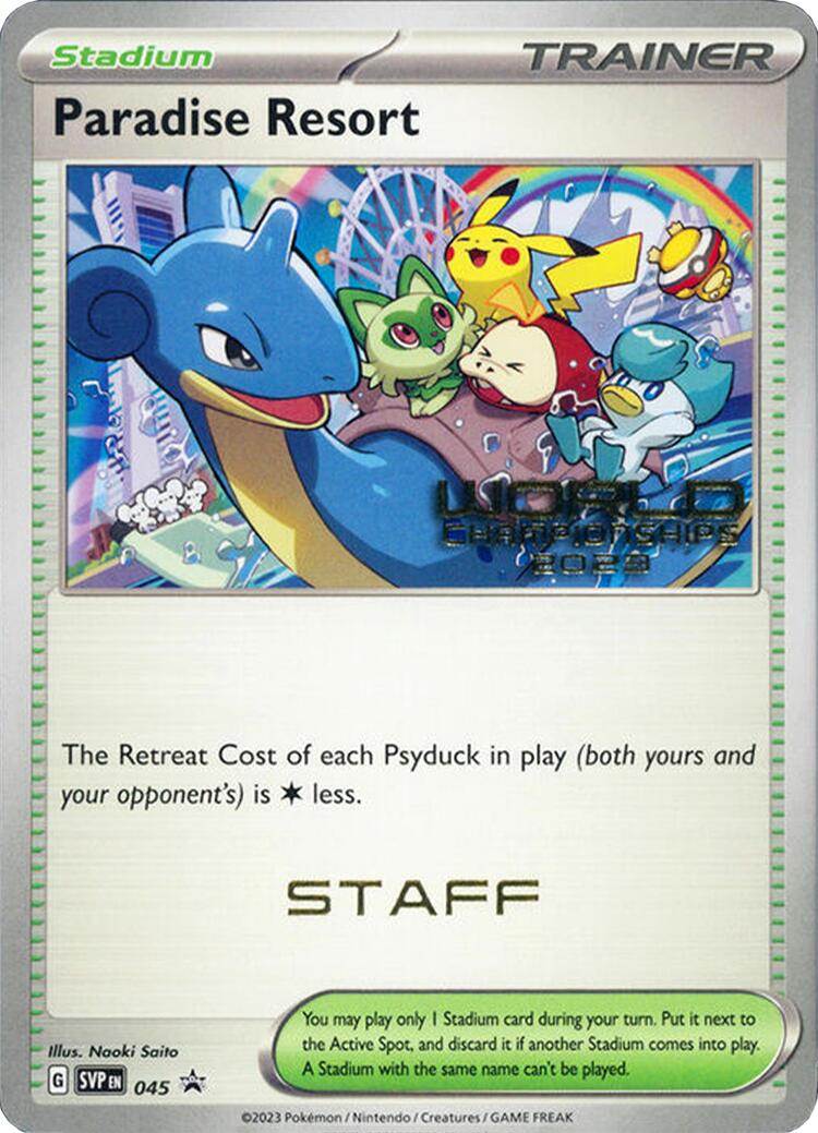 Paradise Resort (045) (World Championships 2023) (Staff) [Scarlet & Violet: Black Star Promos] | L.A. Mood Comics and Games