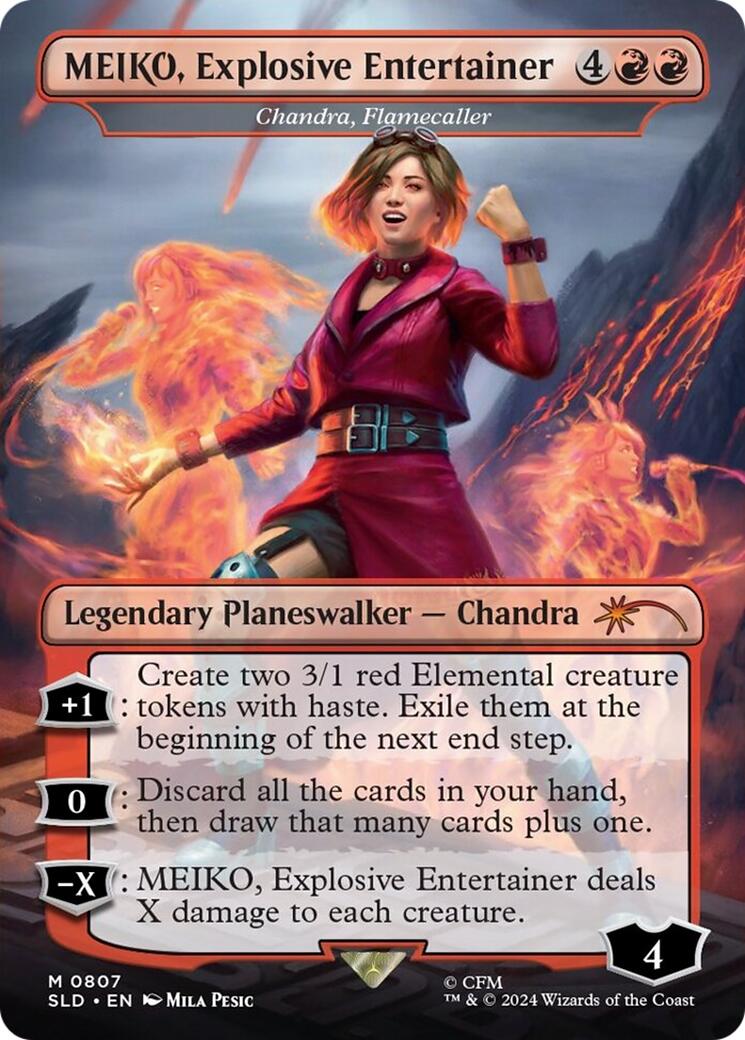 MEIKO, Explosive Entertainer - Chandra, Flamecaller (Rainbow Foil) (Japanese) [Secret Lair Drop Series] | L.A. Mood Comics and Games