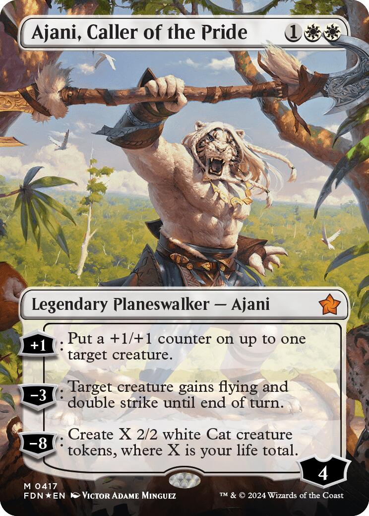 Ajani, Caller of the Pride (Borderless) (Mana Foil) [Foundations] | L.A. Mood Comics and Games