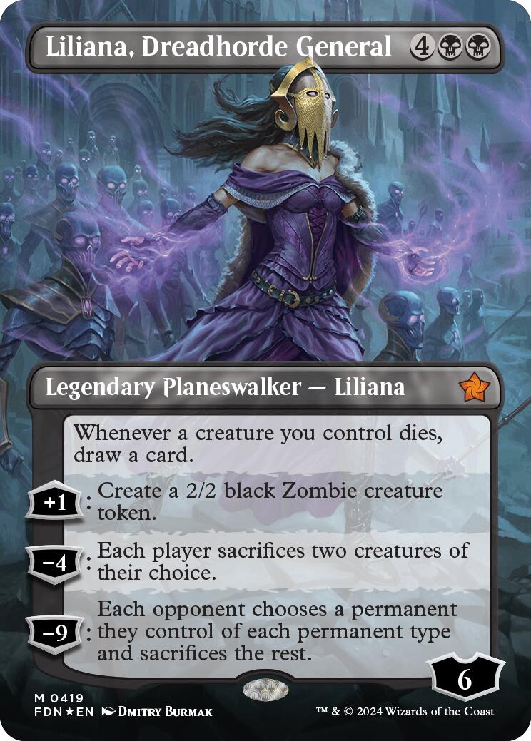 Liliana, Dreadhorde General (Borderless) (Mana Foil) [Foundations] | L.A. Mood Comics and Games