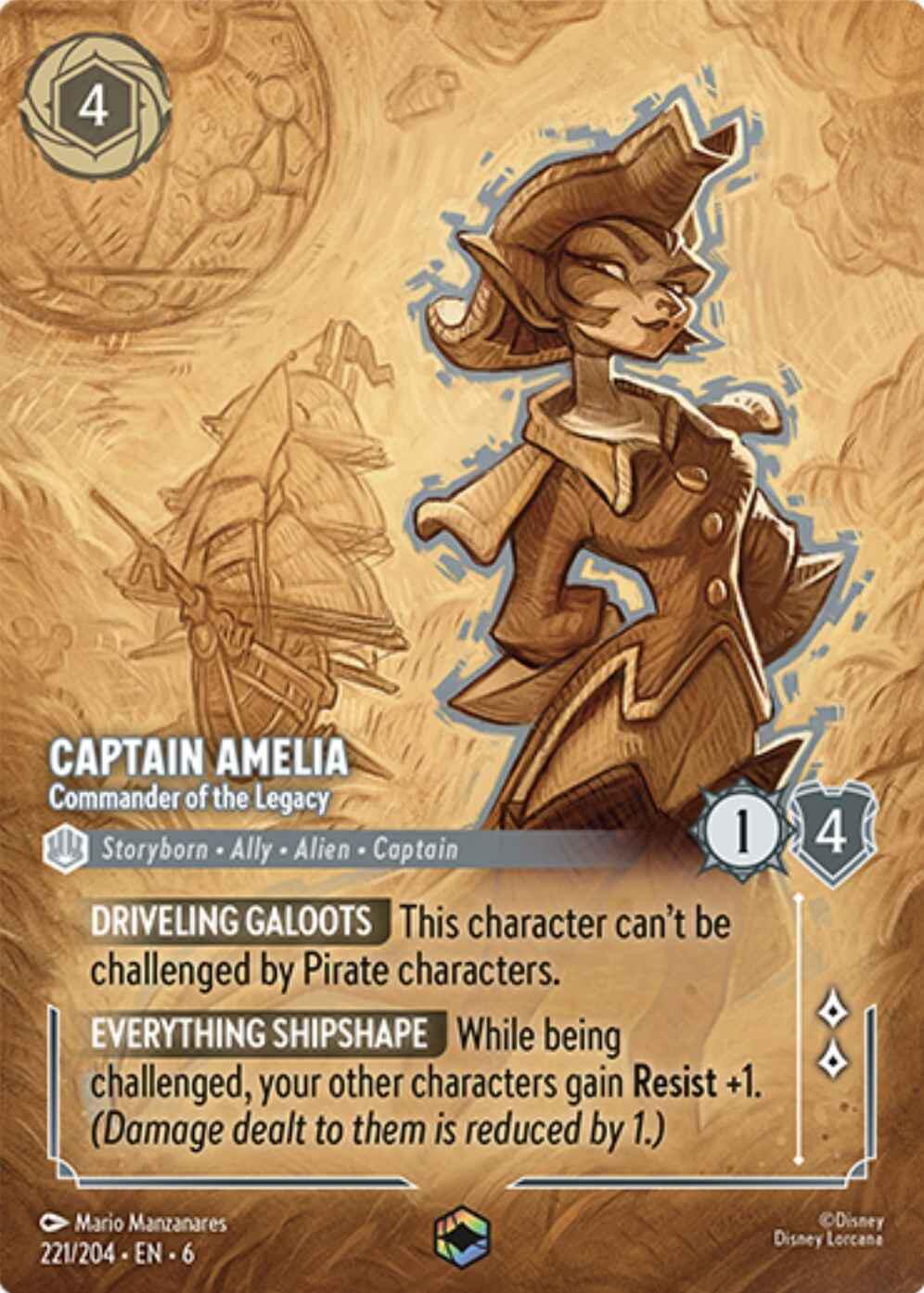 Captain Amelia - Commander of the Legacy (Enchanted) (221/204) [Azurite Sea] | L.A. Mood Comics and Games