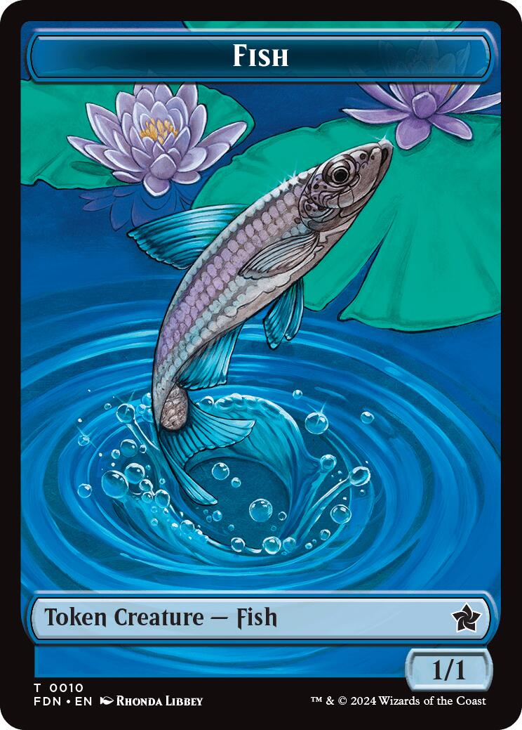 Faerie // Fish Doubled-Sided Token [Foundations Tokens] | L.A. Mood Comics and Games